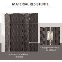HOMCOM Biombo Separador de Ambientes de 6 Paneles Biombo Plegable 240x170 cm para Salón Dormitorio Oficina Marrón(m-6)