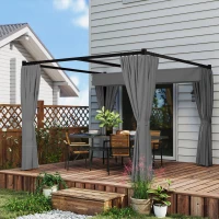 Outsunny Pérgola de Jardim 3x3 m Pérgola para Exterior com Teto e Paredes Laterais Retráteis Impermeável para Terraço Pátio Cinza(m-7)