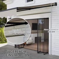 Outsunny Toldo Retráctil de Aluminio para Ventanas y Puertas con Protección UV30+ y Inclinación Ajustable 360x220 cm Crema(m-7)