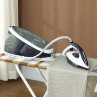 HOMCOM Centro de Planchado 2600W 100 g/min 8 Bares Función ECO Suela de Cerámica Sistema Antical Depósito Extraíble 1,5 L Azul(m-9)