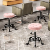HOMCOM Sgabello da Ufficio Regolabile in Altezza 55-66 cm con Rotelle Girevoli 360°, Ø50 x 50-66 cm, Rosa(m-3)