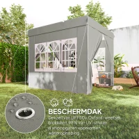 Outsunny 2,5 x 2,5 m Pop-up Paviljoen met Zijwanden en Draagtas, UPF50+ Hoogte-verstelbaar Tuinpaviljoen, Lichtgrijs(m-6)
