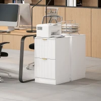 HOMCOM Cajonera de Escritorio con 2 Cajones Frentes Acanalados Mueble Archivador para Tamaño A4 o Carta 40x40x71 cm Blanco(m-8)