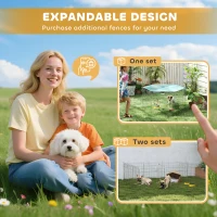 PawHut Parc enclos modulable acier 6 panneaux et 1 porte pour chiens lapins rongeurs petits animaux intérieur extérieur Ø 120 x 60 cm gris métal vert(m-8)