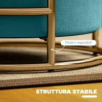 HOMCOM Pouf Contenitore Rotondo in Velluto con Vano da 24L e Coperchio Rimovibile, Ø42x39 cm, Verde(m-6)