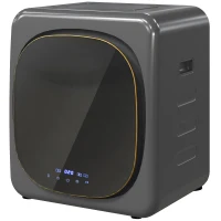 HOMCOM Suszarka do Ubrań z Dezynfekcją UV, Kompaktowa Budowa, 4 kg Pojemności, Stal Nierdzewna, Szary(m-1)