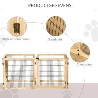PawHut Hondenhek, Opvouwbaar Houten Hekje voor 70cm, Natuurlijke Uitstraling(m-5)