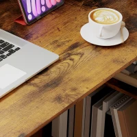 HOMCOM 120cm Computer Desk, Wooden PC Laptop Table with 6-Tier Storage Bookshelves, Home Office Working Study Desk, Writing Workstation, Rustic Brown Wood-Effect(m-9)