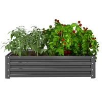 Outsunny Tuinbed, Plantenbak met Stalen Frame, Lichtgrijs, 120 x 120 x 30 cm(m-1)