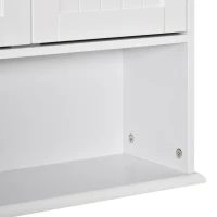 kleankin Mobile Bagno Sospeso con Armadietto a 2 Ante e Ripiano Aperto, Mensola Interna Regolabile, Bianco(m-7)