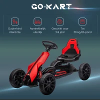 HOMCOM Skelters 3-8 jaar, pedal go-kart voor kinderen met handrem, Rood+Zwart(m-4)