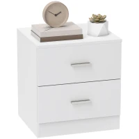 HOMCOM Mesilla de Noche con 2 Cajones Mesita Auxiliar para Salón Dormitorio Carga 30 kg 45x39,5x49 cm Blanco(m-10)