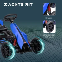 HOMCOM Go Kart Pedaal Go Kart Achteruit-en Vooruitversnelling, voor kinderen van 3 tot 8 jaar, Blauw + Zwart(m-7)