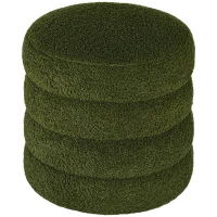 HOMCOM Pouf, rotondo, in peluche, con struttura in metallo, fino a 120kg, Ø40x45H cm, Verde(m-5)