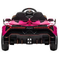 HOMCOM Elektro Kinderauto, lizenzierter Lamborghini Veneno, 3-7 km/h, Flügeltüren, Musikplayer, Fernsteuerung, pink(m-12)
