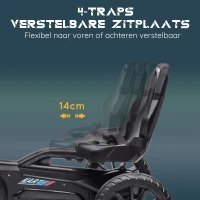 HOMCOM Go-Kart Kinderrijtuig met Verstelbare Zitting, Trapvoertuig, Trapauto met Handrem, 3-8 Jaar, Buiten, Zwart(m-7)