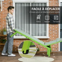 Outsunny Bain de soleil transat en aluminium et textilène avec roulettes et repose-tête dossier inclinable vert(m-5)