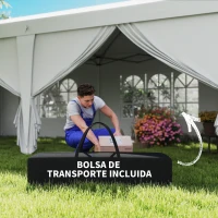 Outsunny Carpa Plegable 5,85x2,95x2,7 m con 4 Paneles 4 Ventanas 2 Puertas 1 Bolsa Anti-UV y 12 Orificios de Drenaje Blanco(m-7)