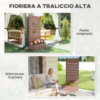 Outsunny Fioriera da Esterno con Spalliera a Doghe per Piante Rampicanti, 72x38x150cm, Marrone Chiaro(m-6)