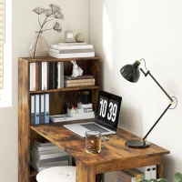 HOMCOM 120cm Computer Desk, Wooden PC Laptop Table with 6-Tier Storage Bookshelves, Home Office Working Study Desk, Writing Workstation, Rustic Brown Wood-Effect(m-8)