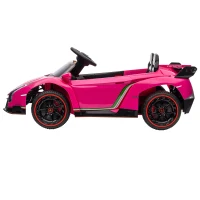 HOMCOM Elektro Kinderauto, lizenzierter Lamborghini Veneno, 3-7 km/h, Flügeltüren, Musikplayer, Fernsteuerung, pink(m-13)