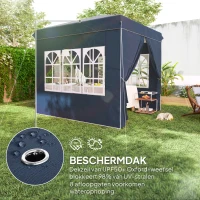 Outsunny 2,5 x 2,5 m Pop-up Paviljoen met Zijwanden en Draagtas, UPF50+ Hoogteverstelbaar Tuinpaviljoen, Donkerblauw(m-6)