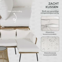 Outsunny Buitenbank L-vormige Rattan Bank Zwembad Tuin Koffie En Crème(m-5)