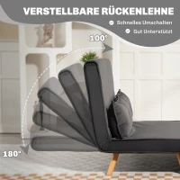 HOMCOM 2-Sitzer-Schlafsofa, Bettsofa, in Bett umwandelbare Couch, verstellbare Rückenlehne, Stoffbezug, Metallrahmen, Grau(m-5)