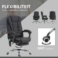 Vinsetto Bureaustoel met Massage- en Verwarmingsfunctie, Ergonomisch, Hoogteverstelbaar, Zwart(m-7)