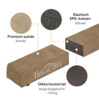 HOMCOM Opvouwbare Evenwichtsbalk, Antislip, Suède Bekleding, Stevig Hout, 210 x 10 x 6,5 cm, Blauw(m-4)