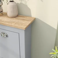 HOMCOM 2 Drawer Shoe Cabinet Modern Narrow Shoe Cupboard Hallway Wooden Storage Organiser with Flip Doors Adjustable Shelf for 6-12 Pairs, Grey(m-9)