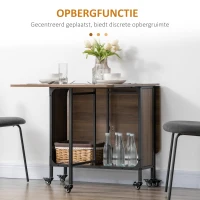 HOMCOM Mobiele Klaptafel, 2 Inklapbare Zijden, 130 x 80 x 74 cm, Bruin(m-5)