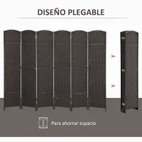 HOMCOM Biombo Separador de Ambientes de 6 Paneles Biombo Plegable 240x170 cm para Salón Dormitorio Oficina Marrón(m-5)