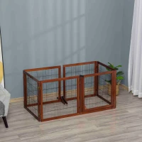 PawHut Hondenveiligheidshek, Opvouwbaar, Grenenhout, 432 x 36 x 70 cm, in Koffiekleur(m-11)
