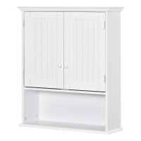 kleankin Hängender Badezimmerschrank mit 2 Türen und offenem Regal, verstellbares Innenregal, Weiß