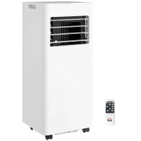 HOMCOM Aire Acondicionado Portátil 3 en 1 con Deshumidificador Ventilador y Kit de Ventana Fácil de Mover 30x29x69 cm Blanco(m-10)