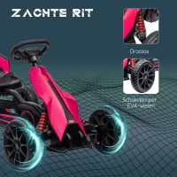 HOMCOM Go-Kart voor Kinderen met Verstelbare Stoel, Trapvoertuig, Trapauto met Handrem, 3-8 Jaar, Outdoor, Roze(m-6)