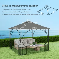 Outsunny 3x3(m) Replacement Gazebo Canopy, Double Tier Roof Top for Garden, Patio, Outdoor, Grey (TOP ONLY)(m-3)