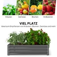 Outsunny Tuinbed, Plantenbak met Stalen Frame, Lichtgrijs, 120 x 120 x 30 cm(m-4)