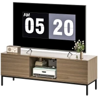 HOMCOM TV-Möbel mit Fach Kabelschacht und verstellbarem Regal für 60-Zoll-Fernseher 140x40x49,5 cm Grau(m-1)