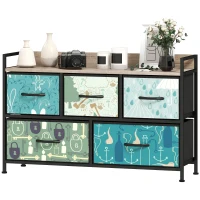 HOMCOM 5-Drawer Chest of Drawers - Blue(m-11)