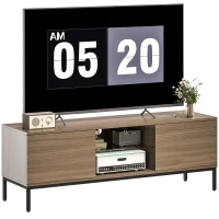 HOMCOM Mobile TV con Scomparto Foro Cavi e Ripiano Regolabile per Televisore da 60 Pollici 140x40x49,5 cm Grigio(m-1)