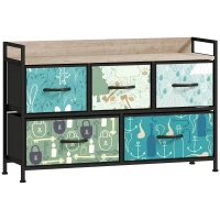 HOMCOM 5-Drawer Chest of Drawers - Blue(m-1)