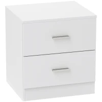 HOMCOM Table de chevet avec 2 tiroirs poignée en alliage d'aluminium style contemporain 45 x 39,5 x 49 cm blanc(m-12)