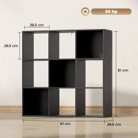 HOMCOM Nine-Cube Storage Shelf - Black(m-3)