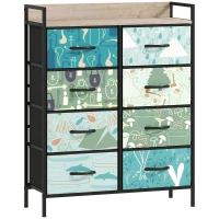 HOMCOM 8-Drawer Chest of Drawers - Blue(m-1)