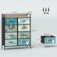 HOMCOM 8-Drawer Chest of Drawers - Blue(m-3)