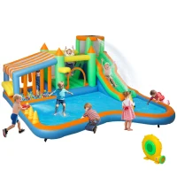 AIYAPLAY 8 in 1 Inflatable Bounce House with 680W Blower, Slide, 2 Pools, Basketball Hoop, Climbing Wall, Water Gun, Ring Toss(m-10)