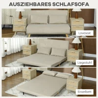 HOMCOM Schlafsofa Relaxsofa Sofa Couch, inkl. 2 Kissen, Samtoptik, 130 x 78 x 79 cm, Beige(m-4)