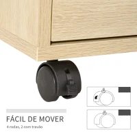 HOMCOM Bloco de Gavetas de Escritório com 4 Gavetas Bloco de Gavetas para Secretária com Rodas Arquivador Móvel 46x40x65 cm Madeira(m-4)